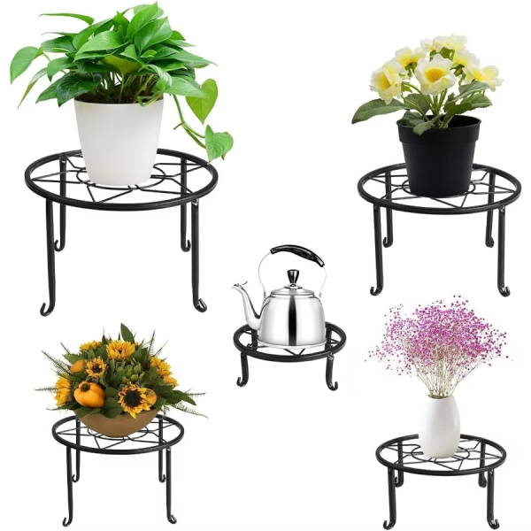 5 Pack Metal Plant StandsHeavy Duty Potted Holder for Flower Pot Indoor Outdoor Metal Rustproof Iron Garden Container Round Sup