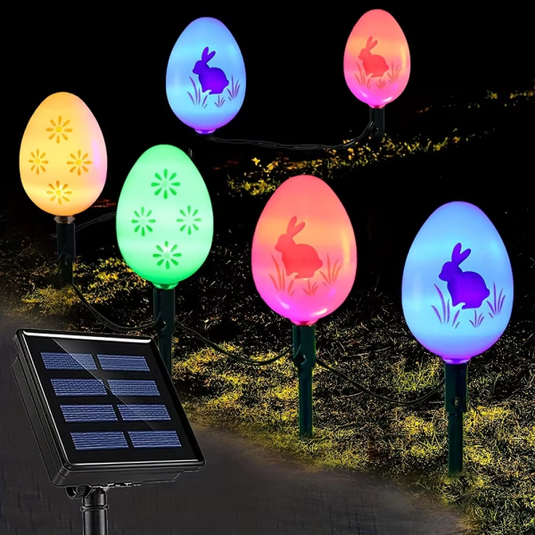 Outdoor Waterproof 8 Modes Led Solar Easter Egg Courtyard Stake Light for Garden Passage Lawn Decoration